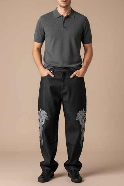 Pantalon Oversize Noir Homme - Jean