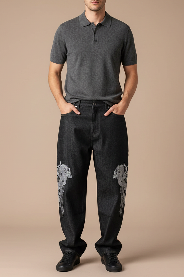 Pantalon Oversize Noir Homme - Jean