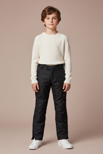 Pantalon Noir Enfant Résistant Zippé Confortable - Polyester