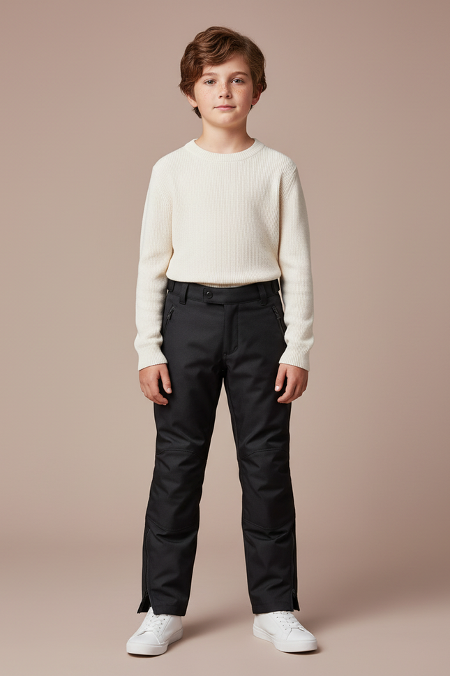 Pantalon Noir Enfant Résistant Zippé Confortable - Polyester