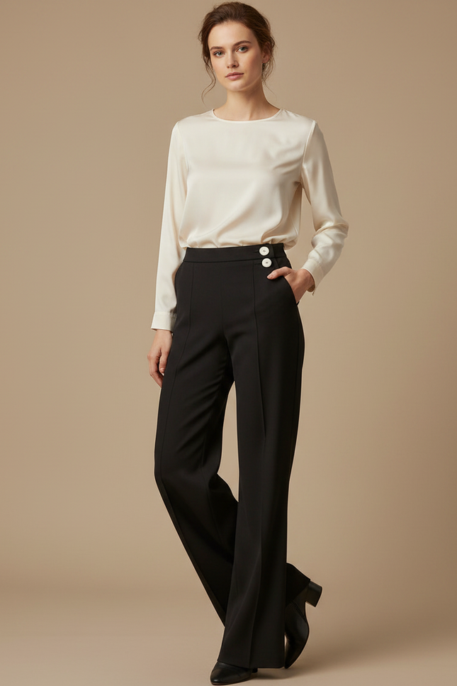 Pantalon Ville Noir Femme - Gabardine