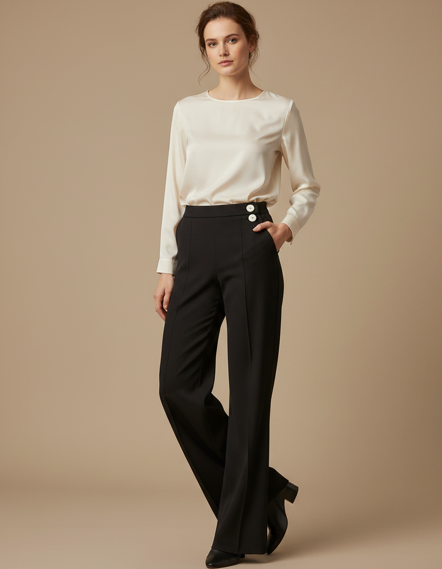 Pantalon Ville Noir Femme - Gabardine