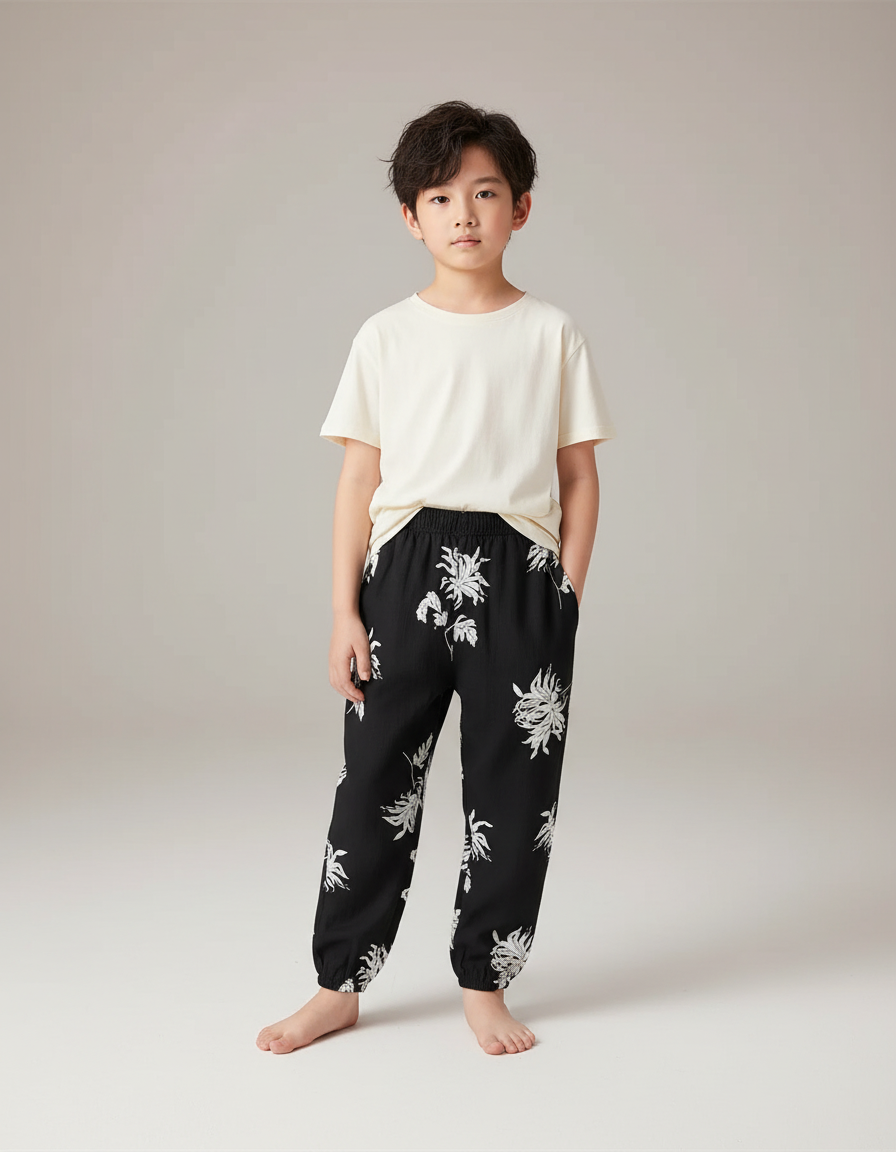 Pantalon Fluide Imprimé Noir Et Blanc - Viscose