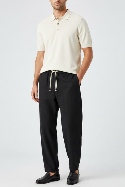 Pantalon Lin Homme Noir