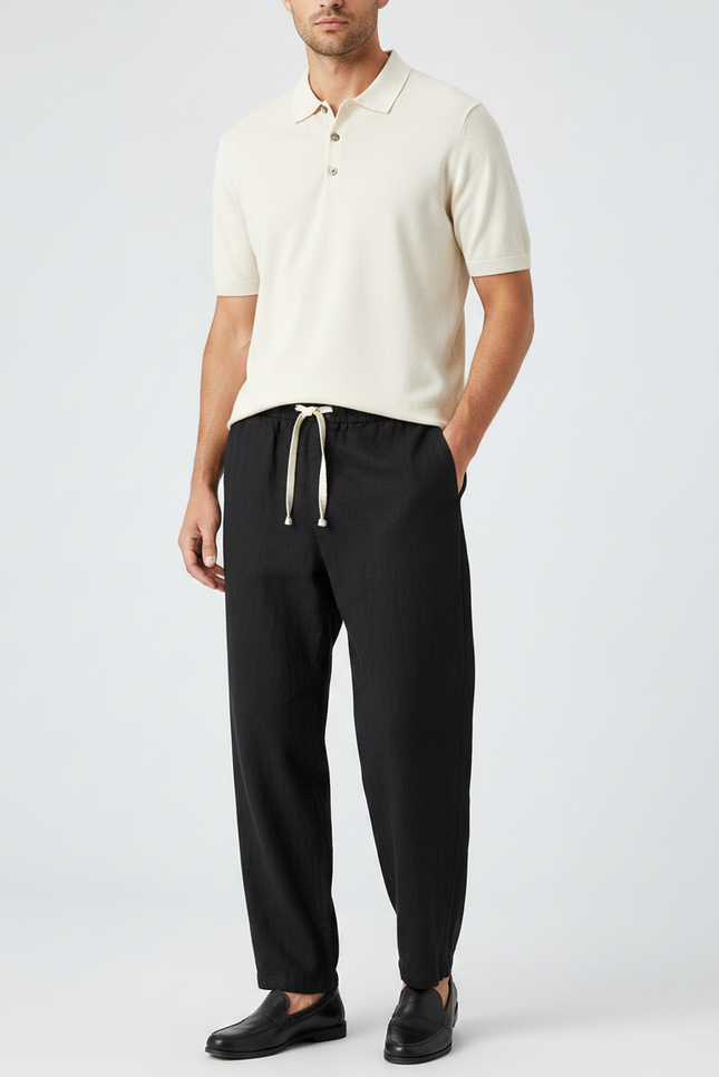 Pantalon Lin Homme Noir