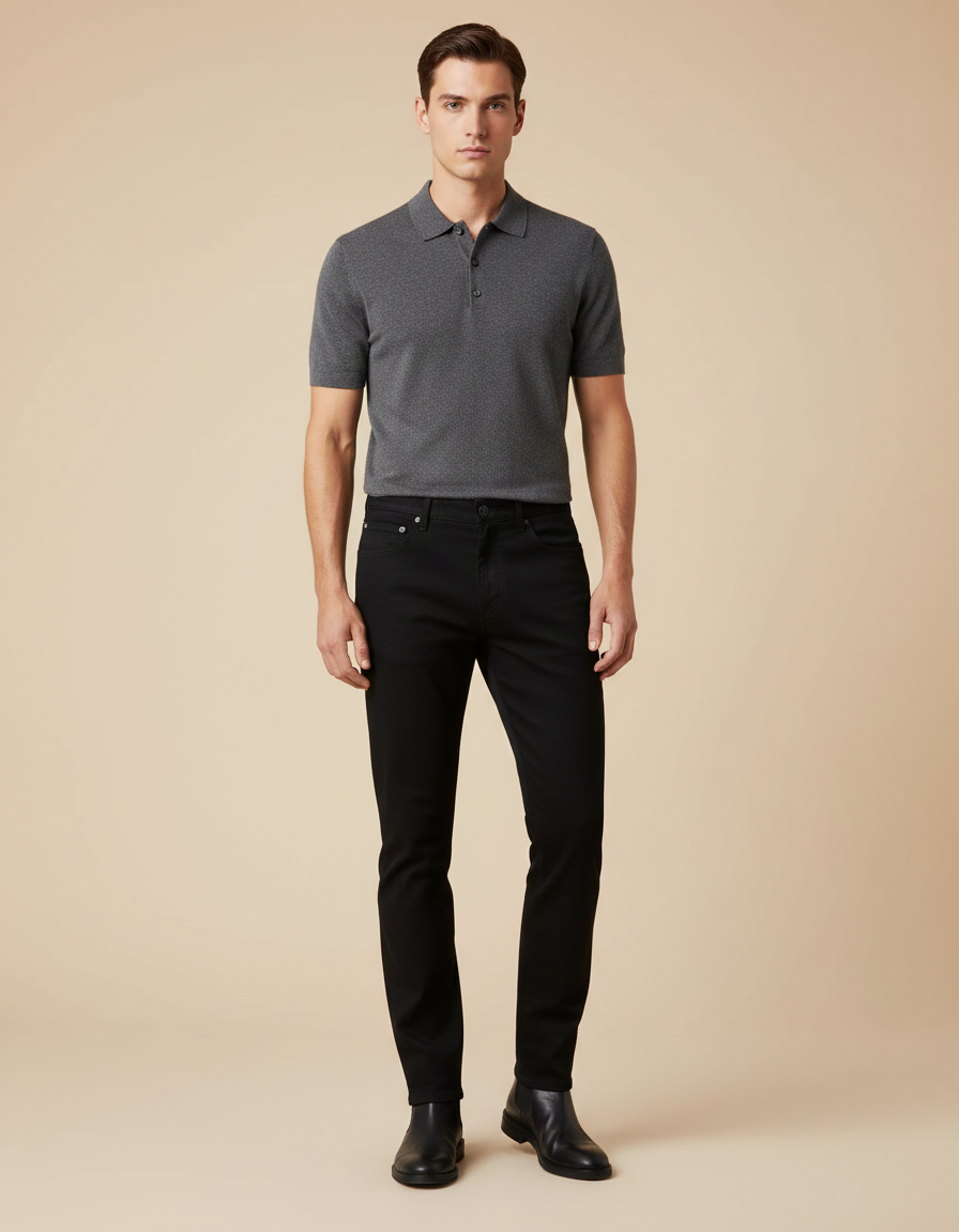 Pantalon Noir Homme Slim Stretch Denim - Jean