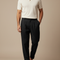 Pantalon Noir Plissé Ample Lin Homme Décontracté