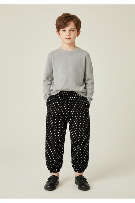 Pantalon Noir Pois Blanc - Viscose