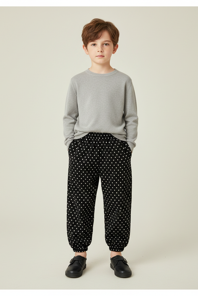 Pantalon Noir Pois Blanc - Viscose