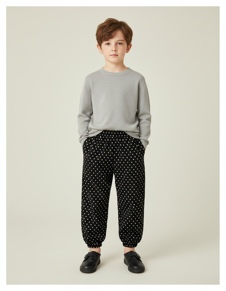 Pantalon Noir Pois Blanc - Viscose