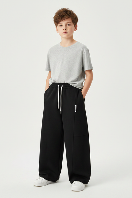 Pantalon Coupe Droite Noir - Molleton