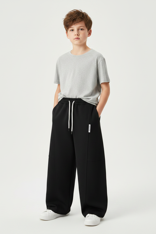 Pantalon Coupe Droite Noir - Molleton