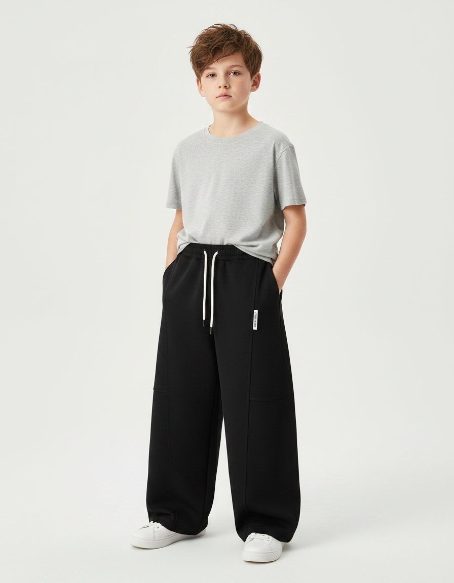 Pantalon Coupe Droite Noir - Molleton