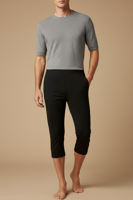 Pantalon Noir Court Confortable Casual Homme - Maille