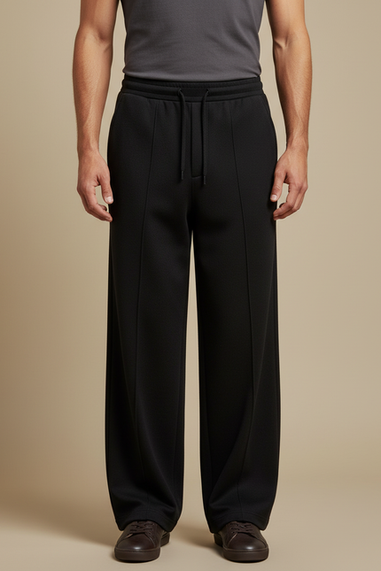 Pantalon Noir Homme Ample Droit Décontracté Sport - Molleton