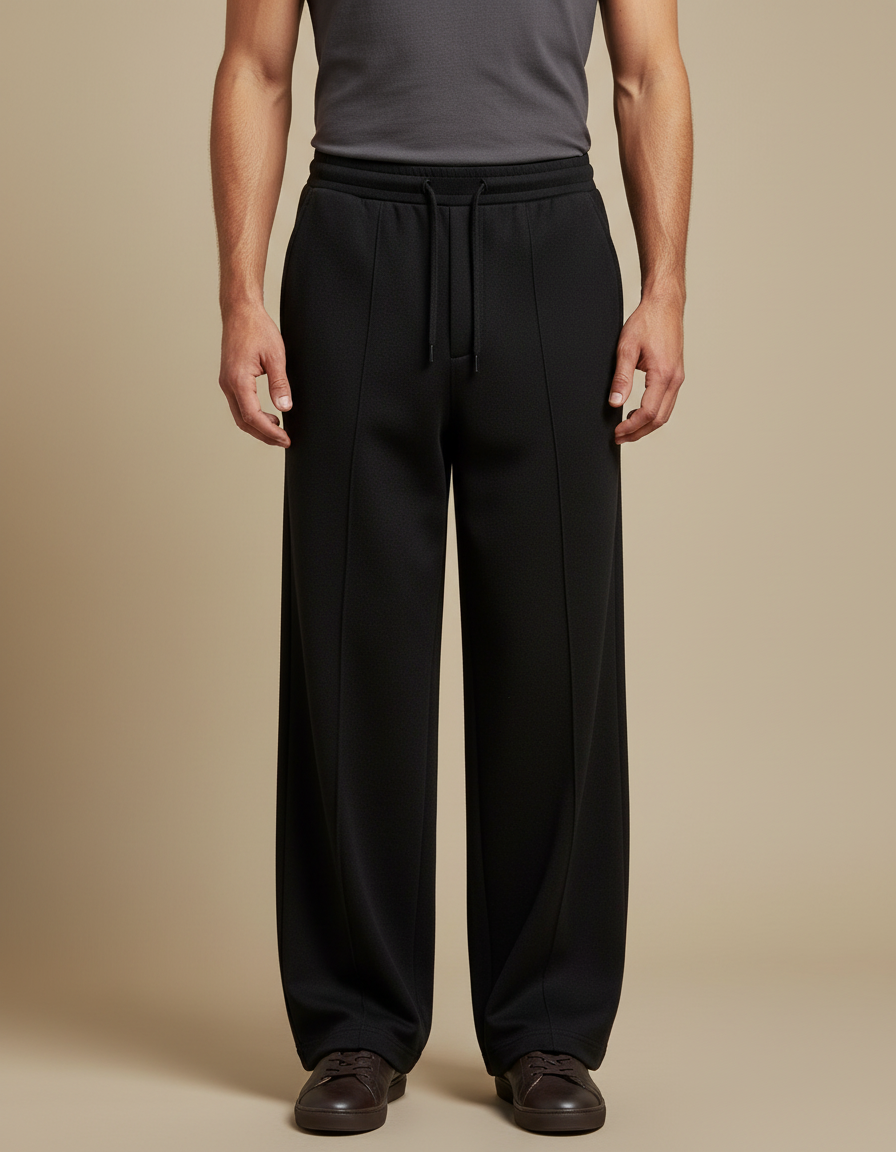 Pantalon Noir Homme Ample Droit Décontracté Sport - Molleton