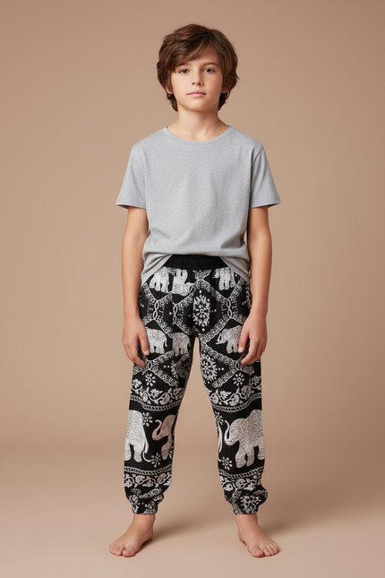 Pantalon Imprimé Noir Et Blanc - Coton
