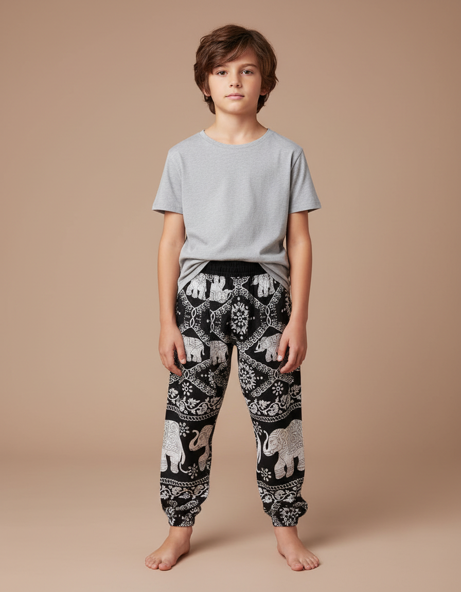 Pantalon Imprimé Noir Et Blanc - Coton