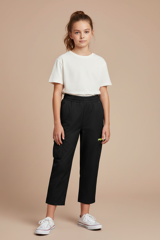 Pantalon Cargo Noir Enfant - Polyester
