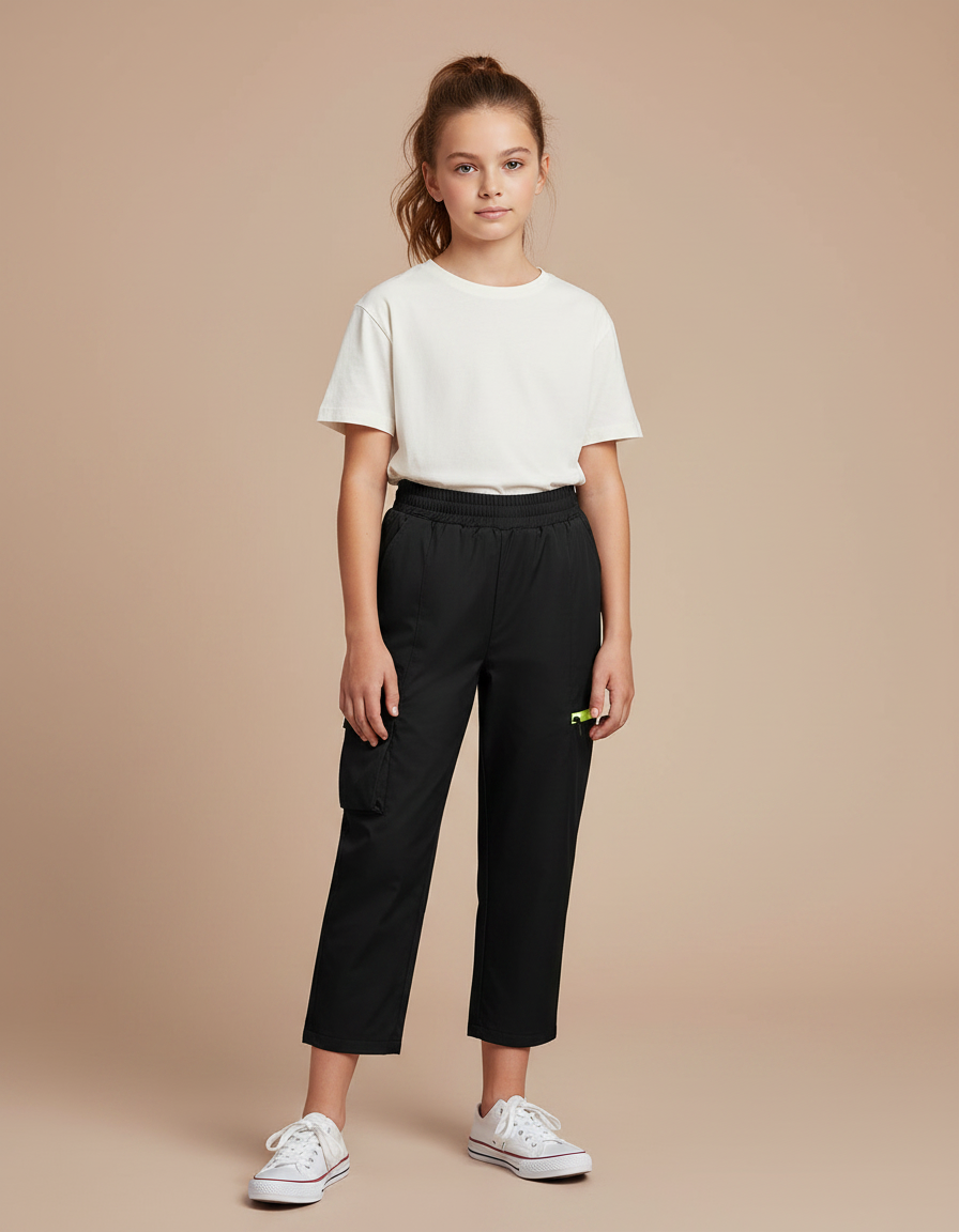 Pantalon Cargo Noir Enfant - Polyester