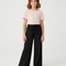 Pantalon Noir Ample Élastique Fluide Fille Confortable - Lin