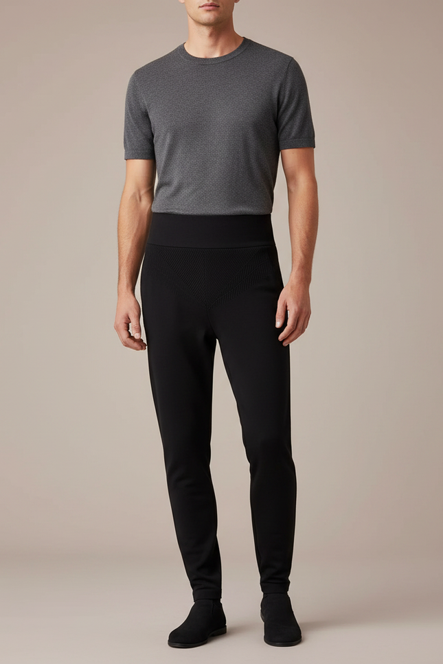 Pantalon Noir Homme Slim Confortable Élastique Maille