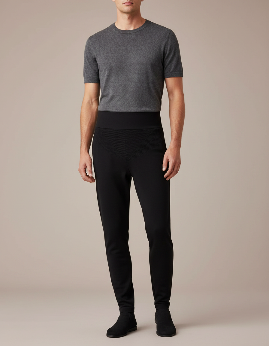 Pantalon Noir Homme Slim Confortable Élastique Maille