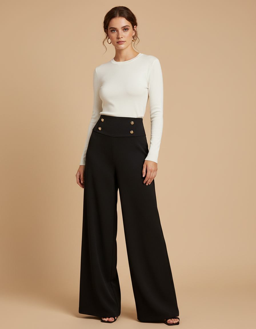 Pantalon Noir Habille - Polyester