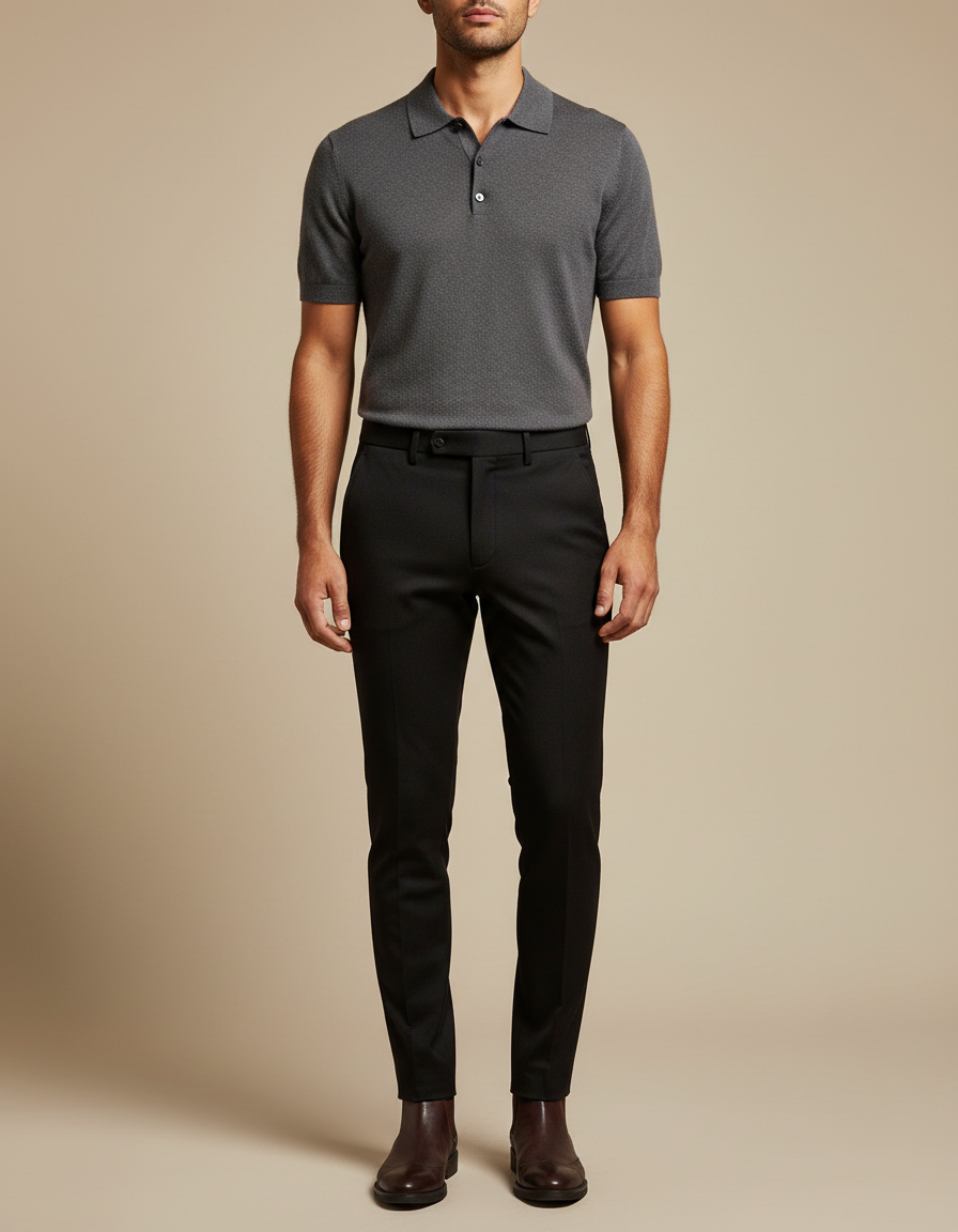 Pantalon Noir Slim Habillé Stretch Homme - Gabardine