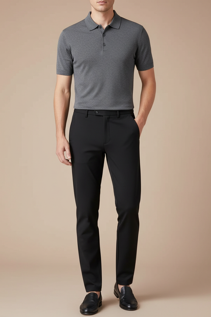Pantalon Noir Homme Slim Élastique Décontracté Élégant - Polyester