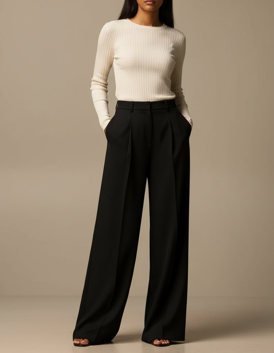 Pantalon Noire Fluide - Viscose