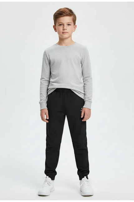 Pantalon Noir Garçon Sport Loisirs Élastique - Polyester