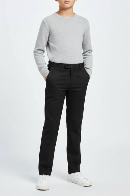 Pantalon Noir Garçon Droit Élégant Cérémonie Moderne - Gabardine