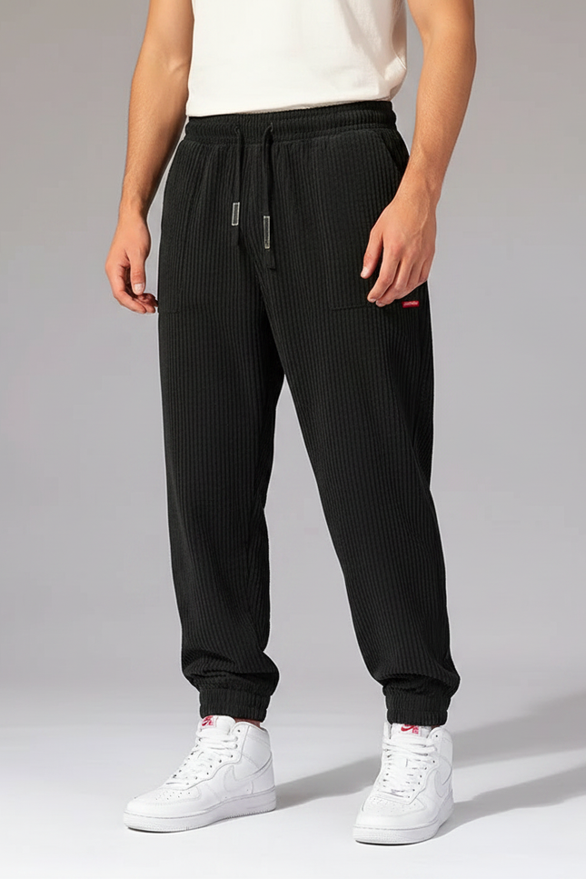 Pantalon Noir Rayé Homme - Cordé