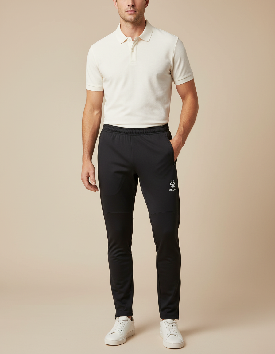 Pantalon Noir Sportif Homme Ajusté Léger - Polyester