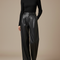 Pantalon Noir Similicuir Ample Plissé Taille Haute - Simili cuir
