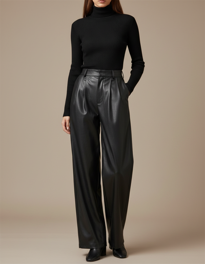 Pantalon Noir Femme Plissé