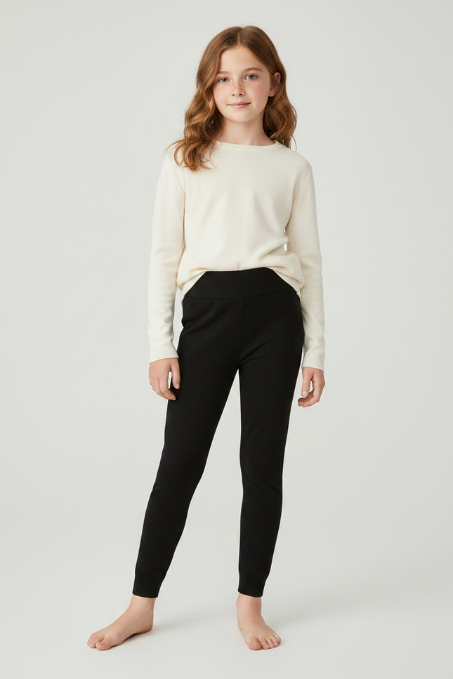 Pantalon Noir Confortable Côtelé Enfant - Maille