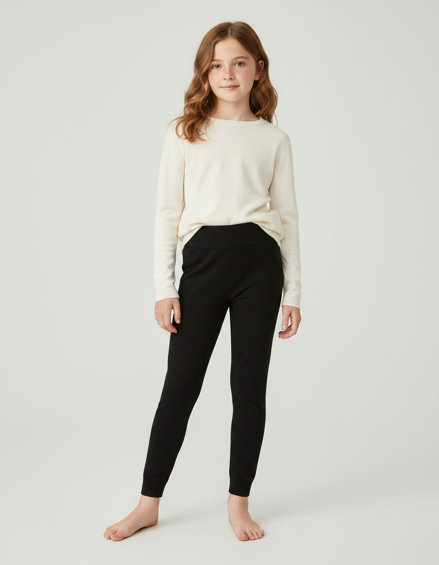 Pantalon Noir Confortable Côtelé Enfant - Maille