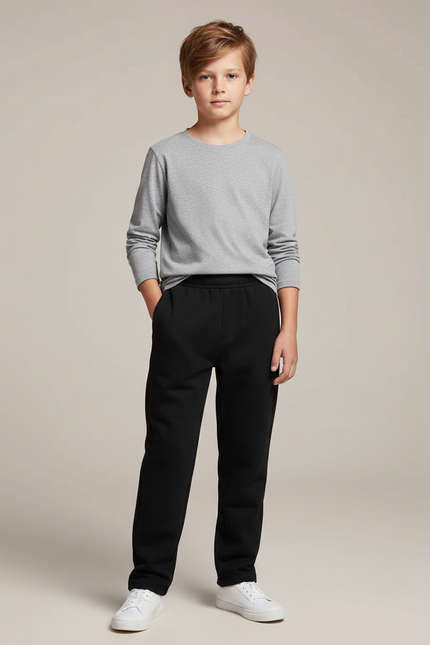 Pantalon Noir Garçon Jogger Décontracté Sport Coton - Molleton
