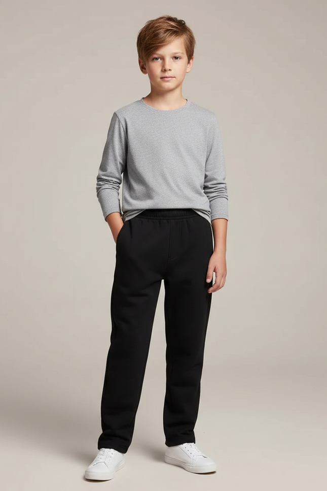 Pantalon Noir Garçon Jogger Décontracté Sport Coton - Molleton