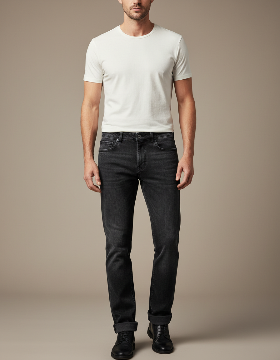 Pantalon Noir Droit Stretch Denim Homme - Jean
