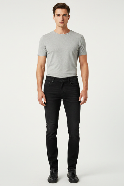 Pantalon Noir Jean Slim Déchiré Homme