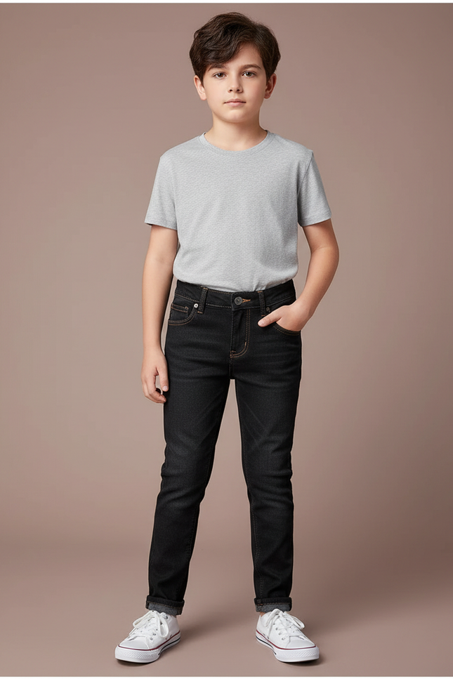 Pantalon Noir Jean Slim Enfant Décontracté