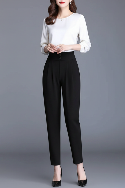 Pantalon Noir Carotte - Polyester