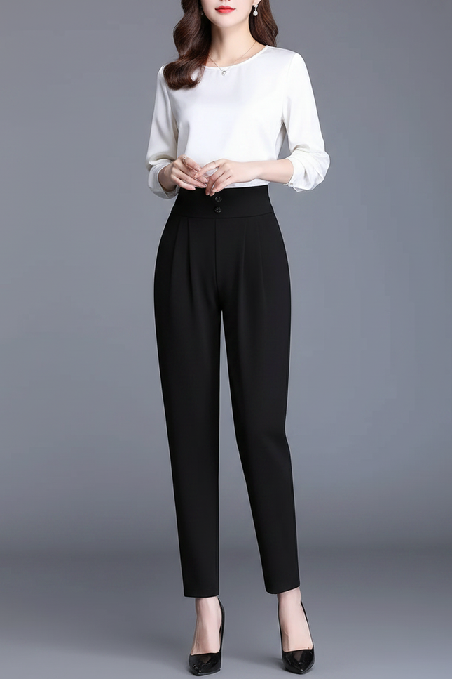 Pantalon Noir Carotte - Polyester
