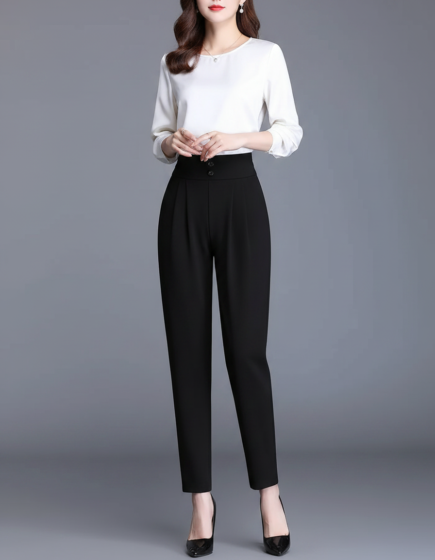 Pantalon Noir Carotte - Polyester