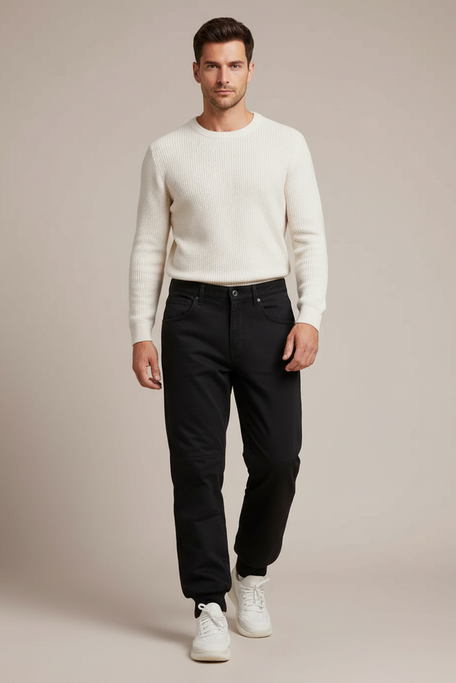 Pantalon Noir Homme Coton Décontracté Confortable Urbain