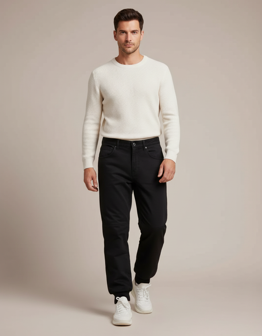 Pantalon Noir Homme Coton Décontracté Confortable Urbain