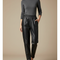 Pantalon Noir Similicuir Taille Élastique Droit Femme - Simili cuir